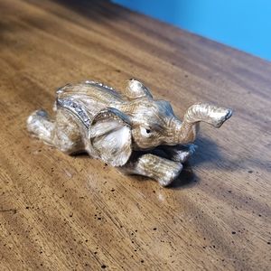 Elephant Vintage Gold Jewelry|Trinket Box with Rhinestones